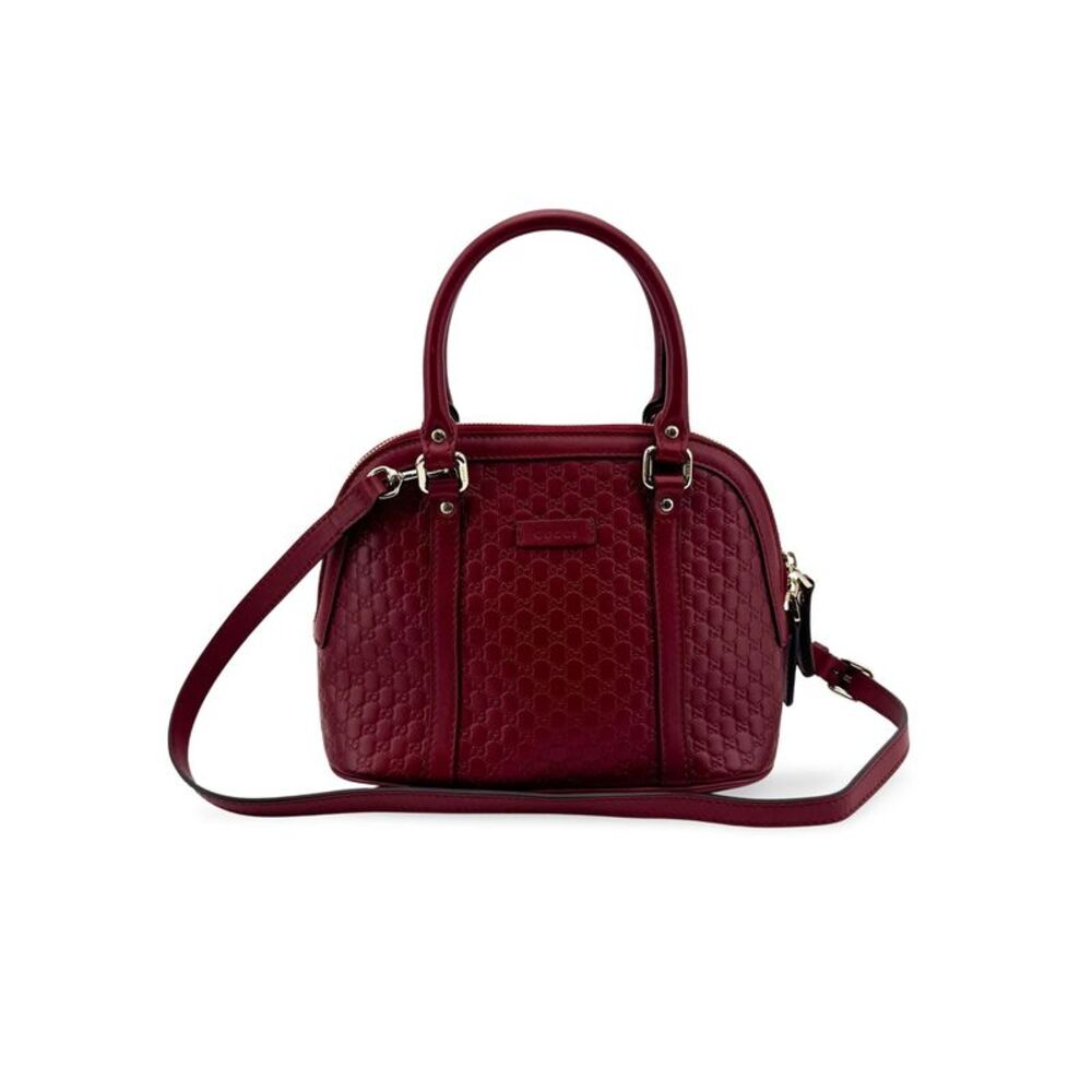 Gucci Microguccissima Mini Dome Tote Bag Crossbody Bag Burgundy